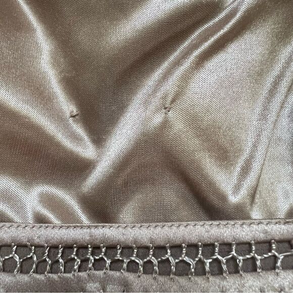 Sue Wong Vintage Silk Dress Y2K Embroidered Bubble Hem Taupe Mini Size XS - Picture 8 of 11